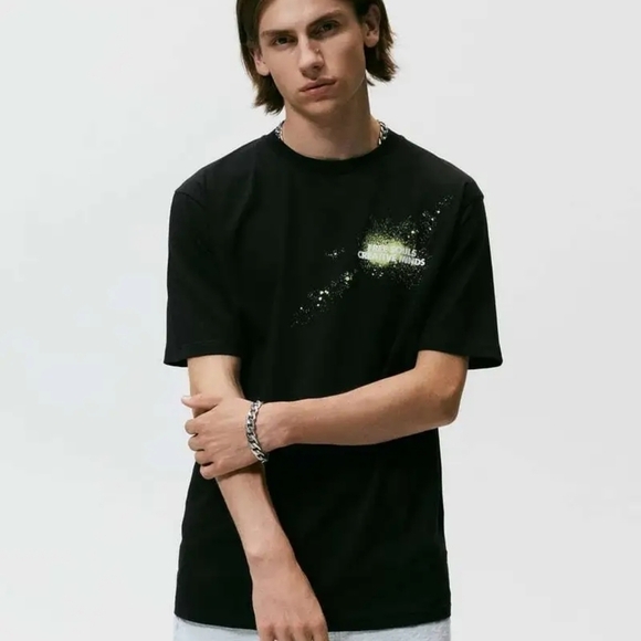 Zara Men COMBINATION PRINT T-SHIRT free souls creative minds size medium - Picture 1 of 10